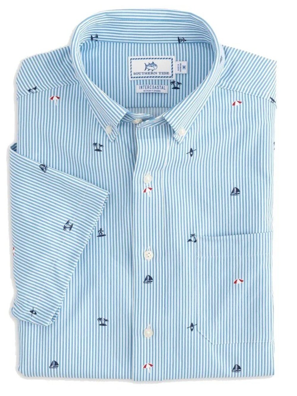 Southern Tides Resort Intercoastal Performance Sport Shirt UHF Blue/White M